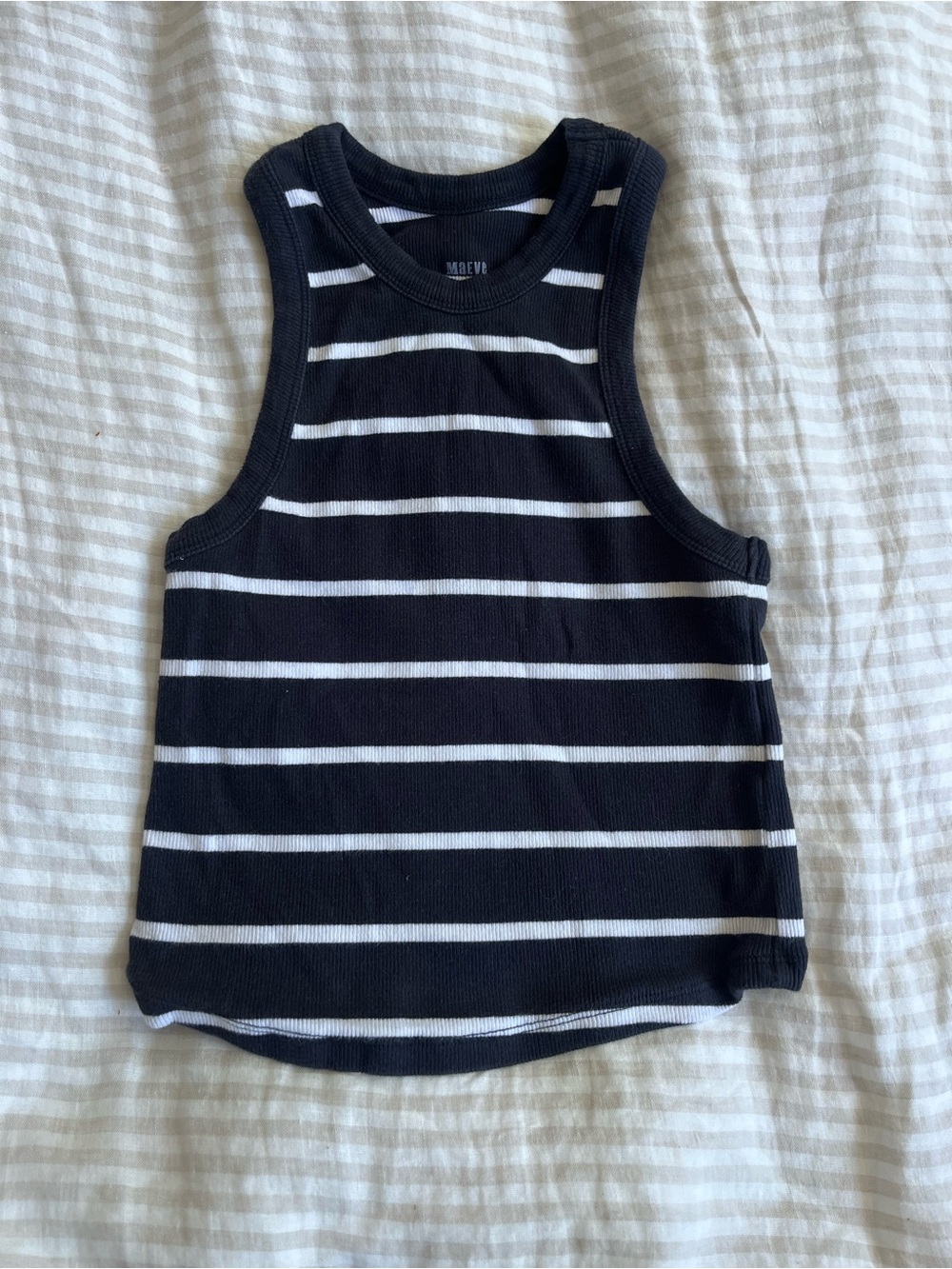 Maeve Black & White Stripe Tank Top